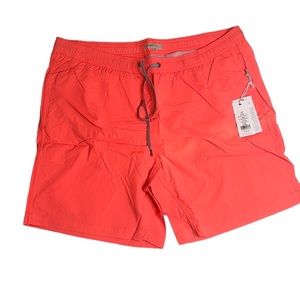 Onia Charles Trunk 7” Neon Coral Italian Stretch Mens Swim Trunks